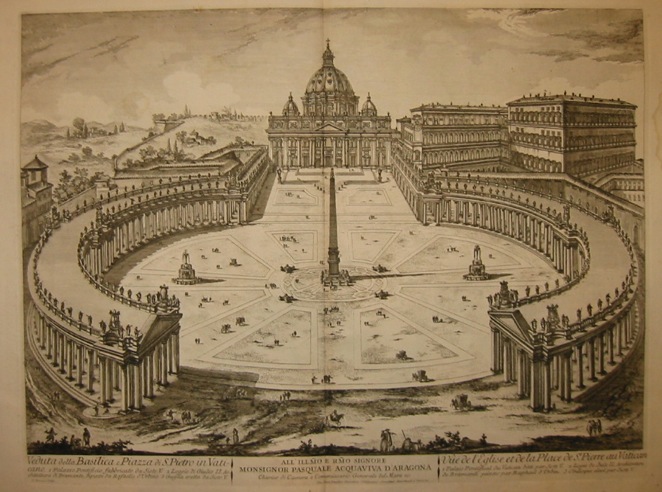 Barbault Jean (1718-1762)  Veduta della Basilica e Piazza di S.Pietro in Vaticano... 1763 Roma 